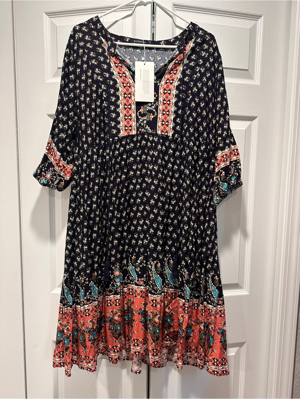 NWT BloomChic Boho Floral Patchwork Tiered Midi Dress Plus Size 14 16